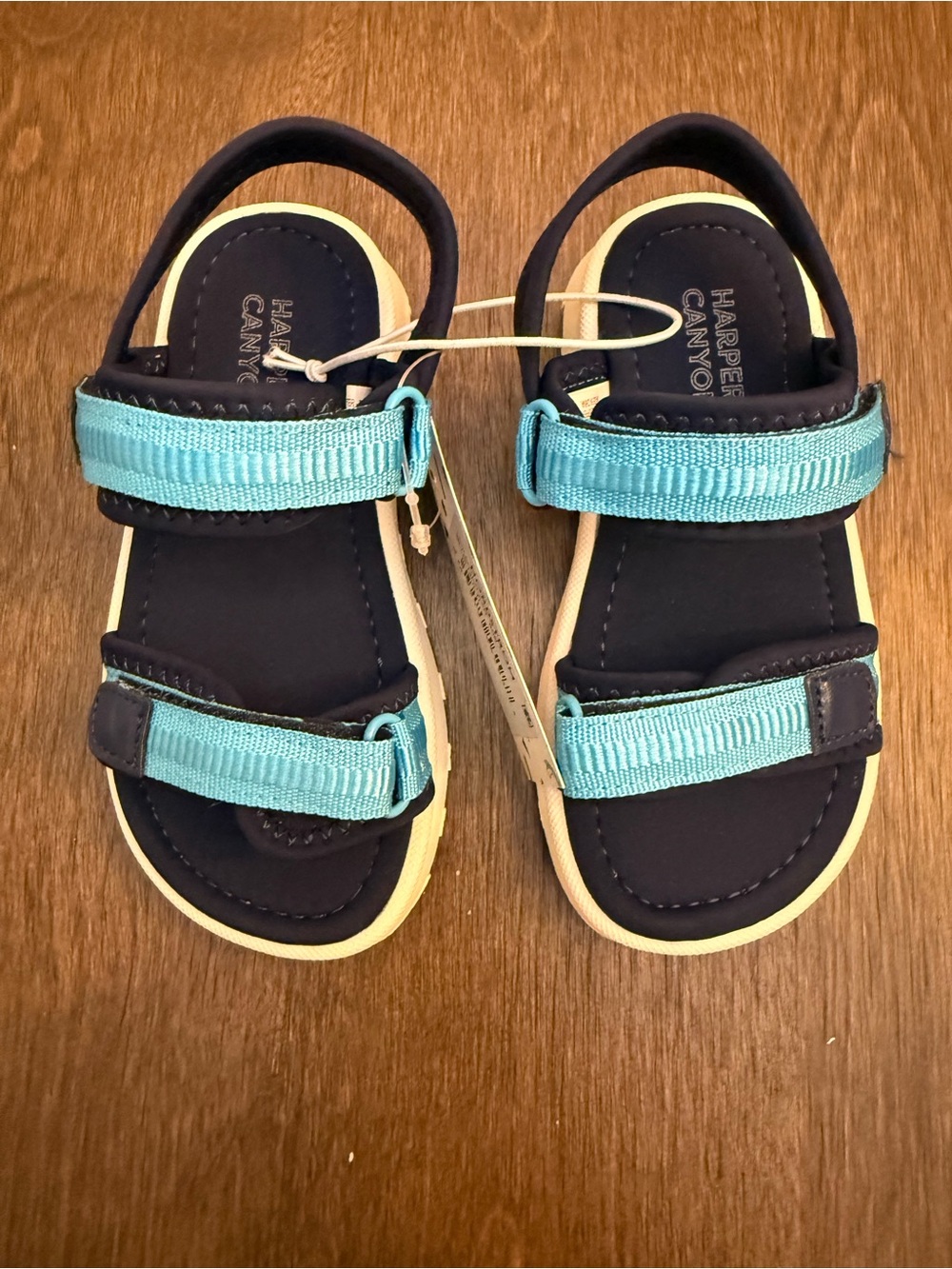 Harper Canyon Kids' Teal and Navy Comfort Strap Sandals